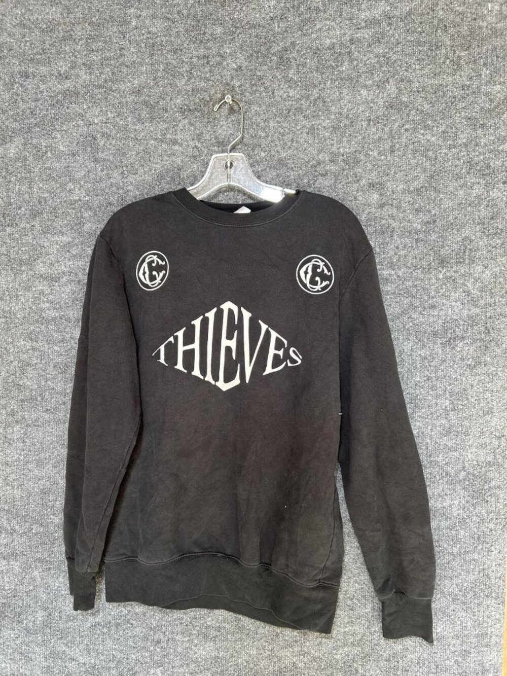 Crooks & Castles Sweatshirt Mens Small Black Thieves Graphic Pullover Fleece